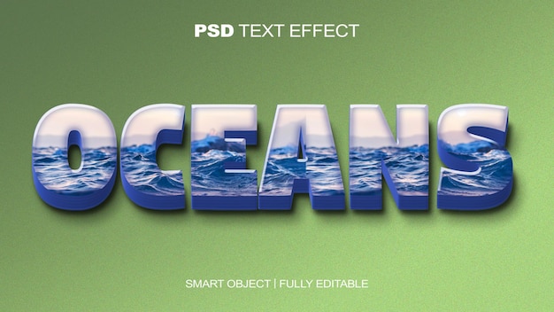 PSD efeito de texto de oceanos