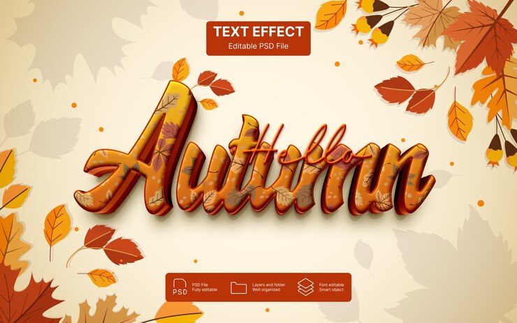 PSD efeito de texto de outono
