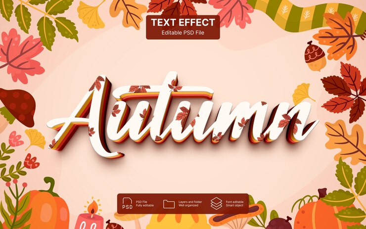 PSD efeito de texto de outono