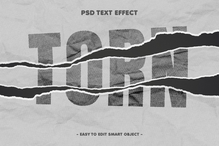 PSD efeito de texto de papel rasgado