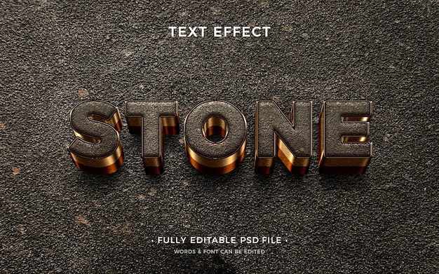 Efeito de texto de parede com textura de pedra