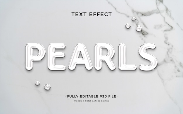 Efeito de texto de pérolas