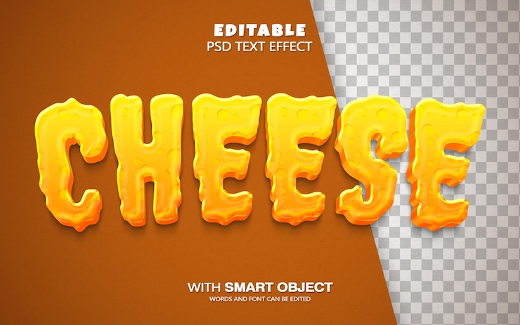 PSD efeito de texto de queijo