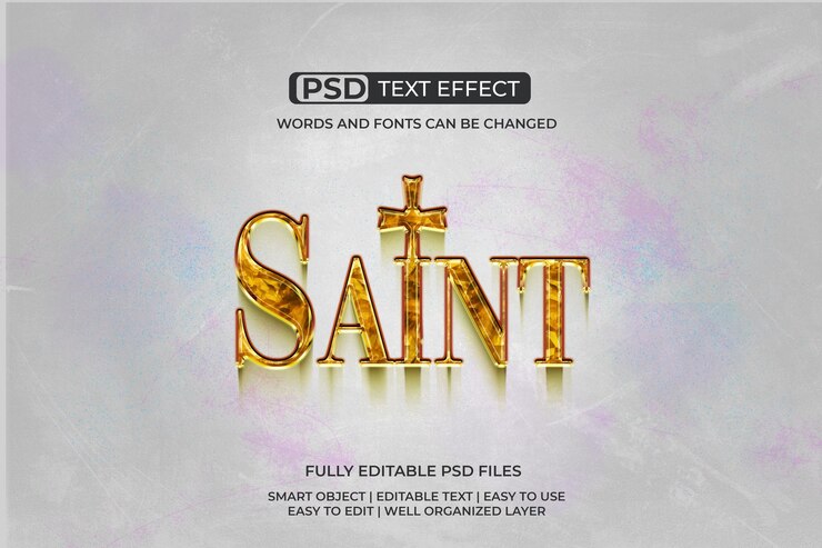 PSD efeito de texto de saint gemstone