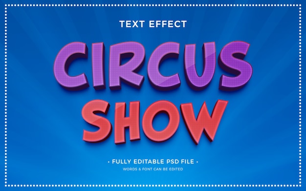 PSD efeito de texto de show de circo