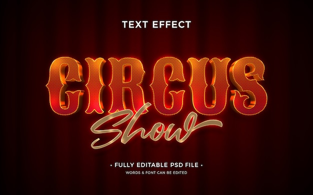 PSD efeito de texto de show de circo