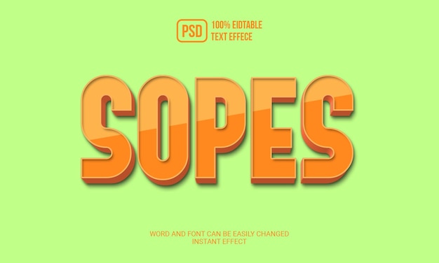 Efeito de texto de sopes criativos PSD