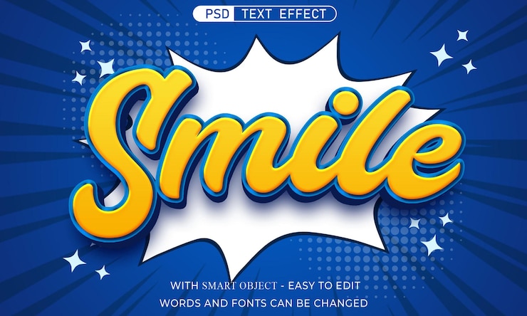 PSD efeito de texto de sorriso estilo 3d