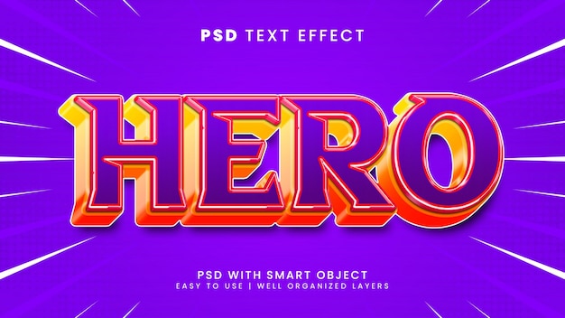 Efeito de texto de super-herói 3d