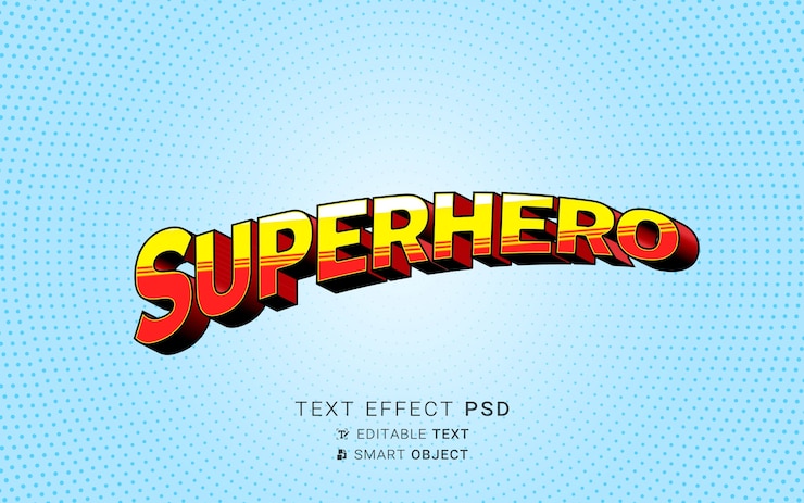 PSD efeito de texto de super-herói criativo