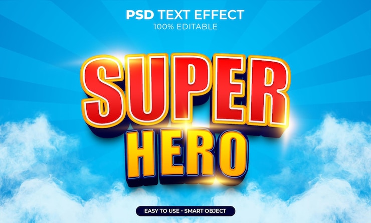PSD efeito de texto de super-herói de desenho animado estilo de fonte cômica