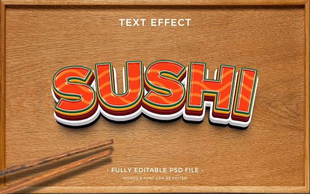 PSD efeito de texto de sushi