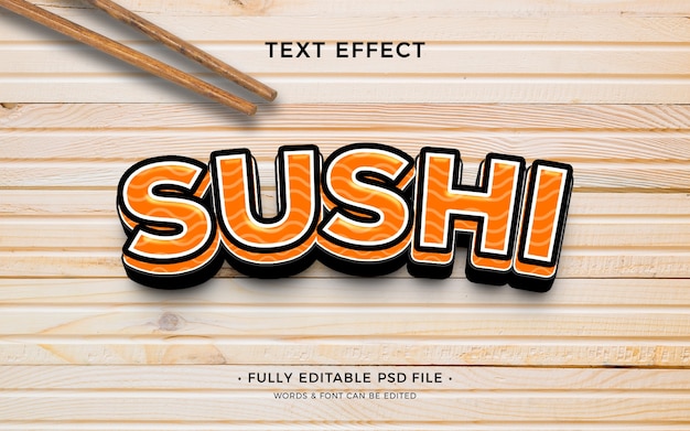 Efeito de texto de sushi