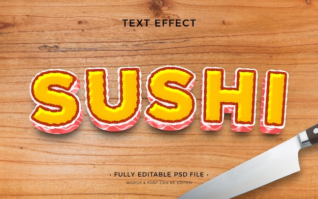 PSD efeito de texto de sushi