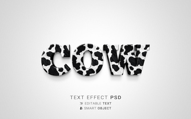 PSD efeito de texto de vaca criativo