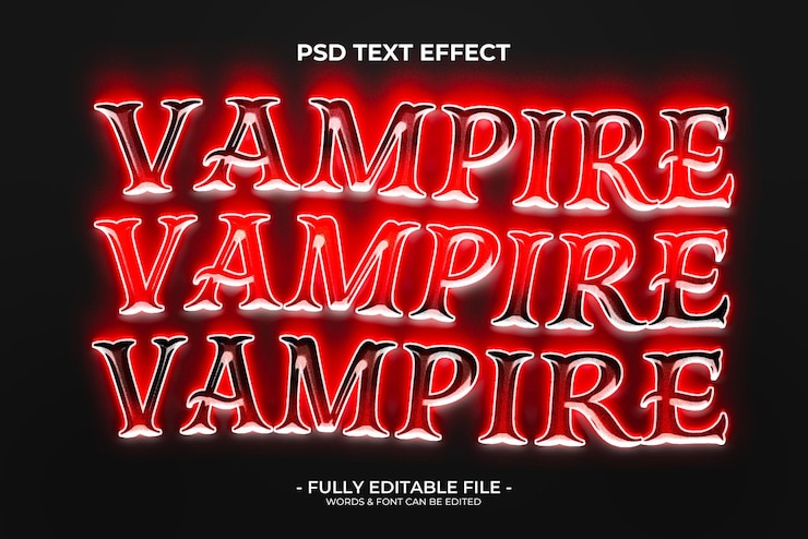 PSD efeito de texto de vampiro vermelho