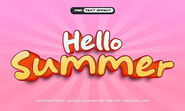 efeito de texto de verão editável diz 039hello summer039 nele