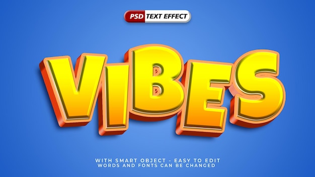 Efeito de texto de vibrações editáveis com estilo 3D