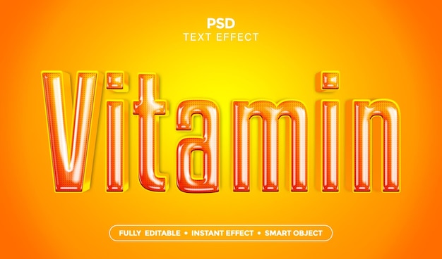 PSD efeito de texto de vitamina 3d