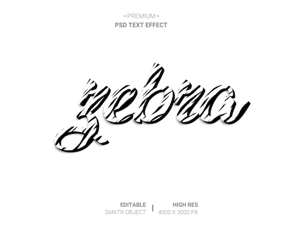 Efeito de texto de zebra