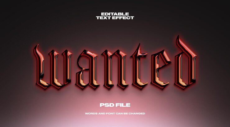 Efeito de texto desejado com textura de estilo cromado editável