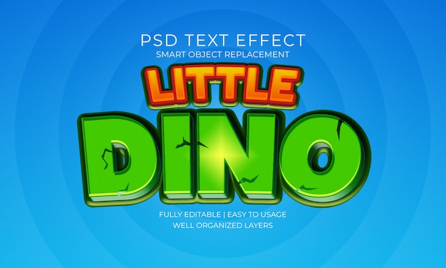 PSD efeito de texto dino pequeno