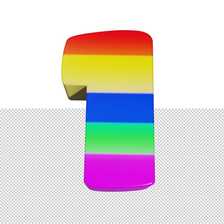 PSD efeito de texto do arco-íris número 1 renderização 3d