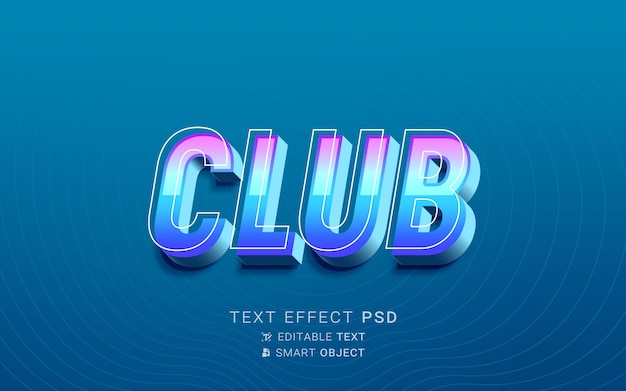 PSD efeito de texto do clube neon