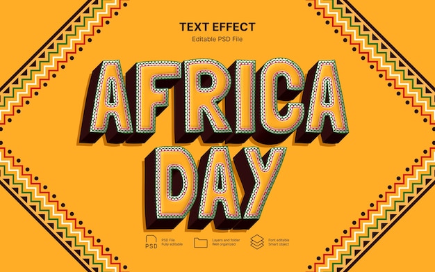 PSD efeito de texto do dia de áfrica