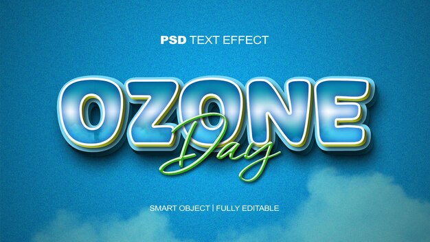 PSD efeito de texto do dia do ozônio