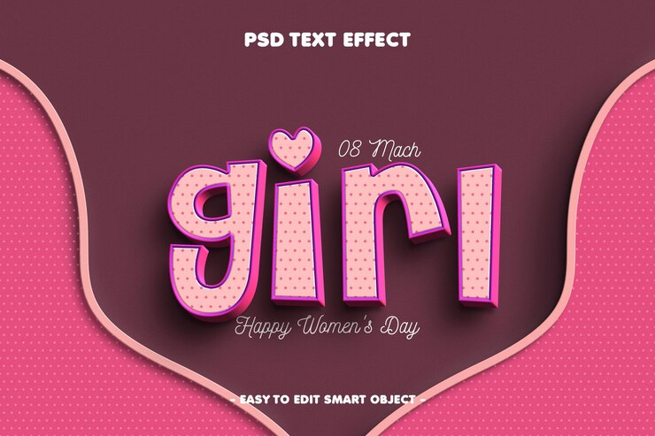 PSD efeito de texto do dia internacional da mulher