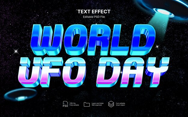Efeito de texto do Dia Mundial dos OVNIs