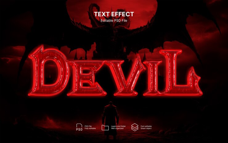 PSD efeito de texto do diabo