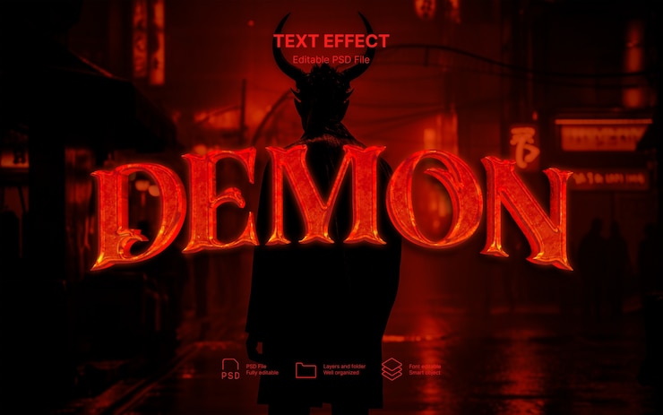 PSD efeito de texto do diabo