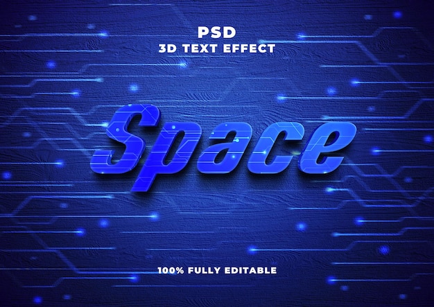 PSD efeito de texto do estilo 3d de espaço