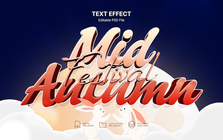 PSD efeito de texto do festival do meio do outono