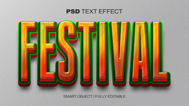 PSD efeito de texto do festival