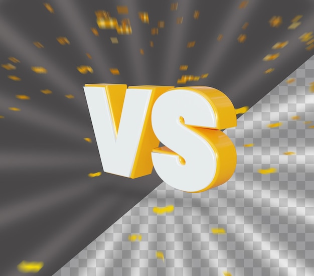 Efeito de texto do ícone de renderização 3D Versus vs branco e dourado