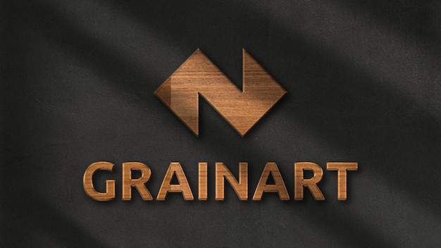 Efeito de texto do logotipo da parede de madeira Grainart