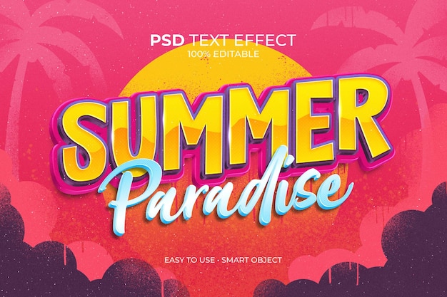 PSD efeito de texto do paraíso de verão