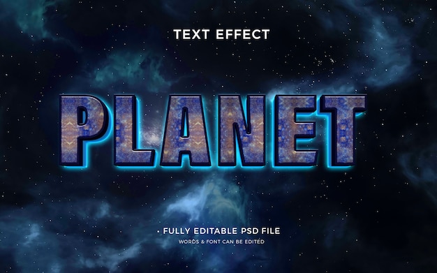Efeito de texto do planeta
