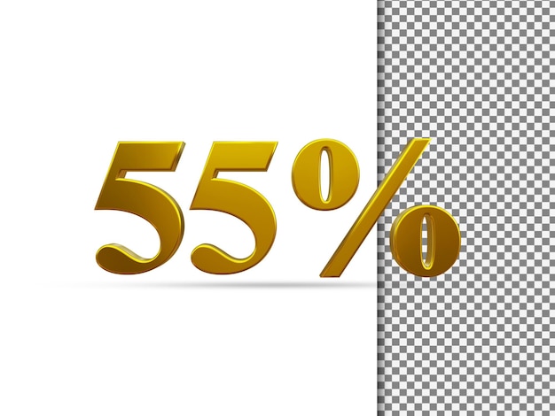 PSD efeito de texto dourado 3d 55 por cento
