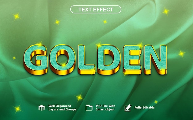 PSD efeito de texto dourado 3d com fundo