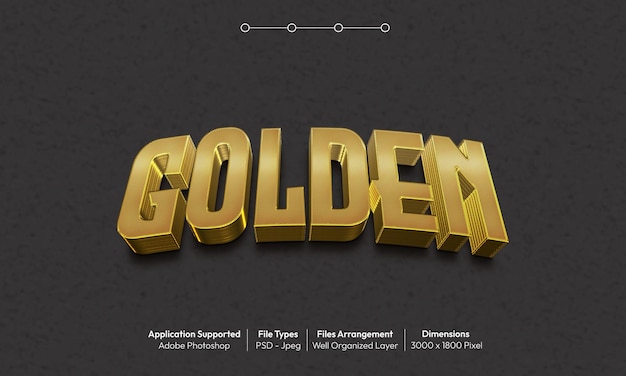 Efeito de texto dourado com estilo de fonte 3d