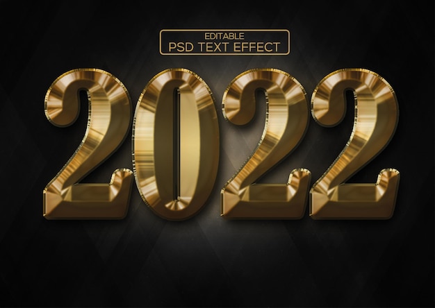 Efeito de texto dourado de ano novo de 2022