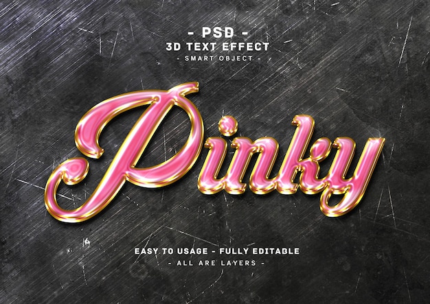 PSD efeito de texto dourado rosa 3d