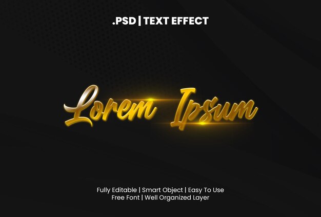 PSD efeito de texto dourado