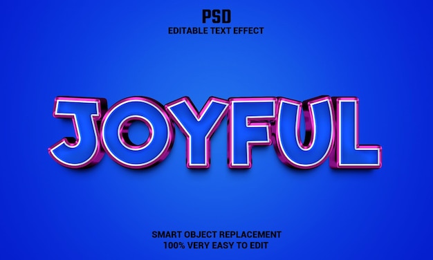 Efeito de texto editável 3d alegre com fundo PSD Premium