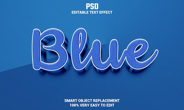 Efeito de texto editável 3d azul com fundo PSD Premium