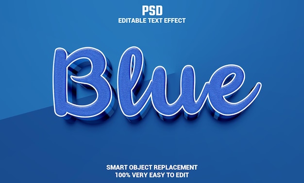 Efeito de texto editável 3d azul com fundo psd premium